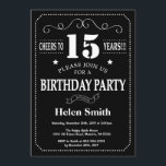 15th Birthday Invitation Black White Chalkboard<br><div class="desc">15th Birthday Invitation Black and White Typography. Chalkboard. Black and White Background. Adult Birthday. Male Men or Women Birthday. Kids Boy or Girl Lady Teen Teenage Bday Invite. 13th 15th 16th 18th 20th 21st 30th 40th 50th 60th 70th 80th 90th 100th. Any Age. For further customisation, please click the "Customise...</div>
