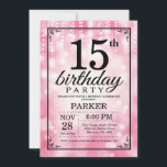 15th Birthday Invitation Pink Glitter<br><div class="desc">15th Birthday Invitation with Pink String Lights with Pink Glitter Background. Pink Birthday. Kids Birthday. Boy or Girl Bday Invite. 13th 15th 16th 18th 20th 21st 30th 40th 50th 60th 70th 80th 90th 100th, Any age. For further customisation, please click the "Customise it" button and use our design tool to...</div>