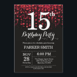 15th Birthday Invitation Red Glitter<br><div class="desc">15th Birthday Invitation with Red String Lights with Red Glitter Background. Red Birthday. Kids Birthday. Boy or Girl Bday Invite. 13th 15th 16th 18th 20th 21st 30th 40th 50th 60th 70th 80th 90th 100th, Any age. For further customisation, please click the "Customise it" button and use our design tool to...</div>