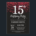 15th Birthday Invitation Red Glitter<br><div class="desc">15th Birthday Invitation with Red String Lights with Red Glitter Background. Red Birthday. Kids Birthday. Boy or Girl Bday Invite. 13th 15th 16th 18th 20th 21st 30th 40th 50th 60th 70th 80th 90th 100th, Any age. For further customisation, please click the "Customise it" button and use our design tool to...</div>