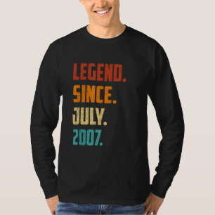 15th Birthday Legend Since July 2007 15 Years Old  T-Shirt