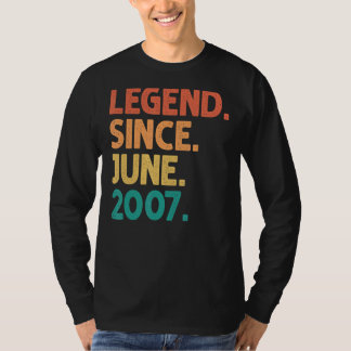 15th Birthday Legend Since June 2007 15 Years Old T-Shirt