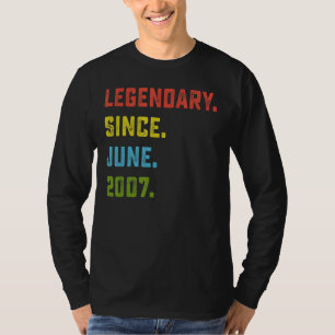 15th Birthday Legendary Since June 2007 15 Years T-Shirt