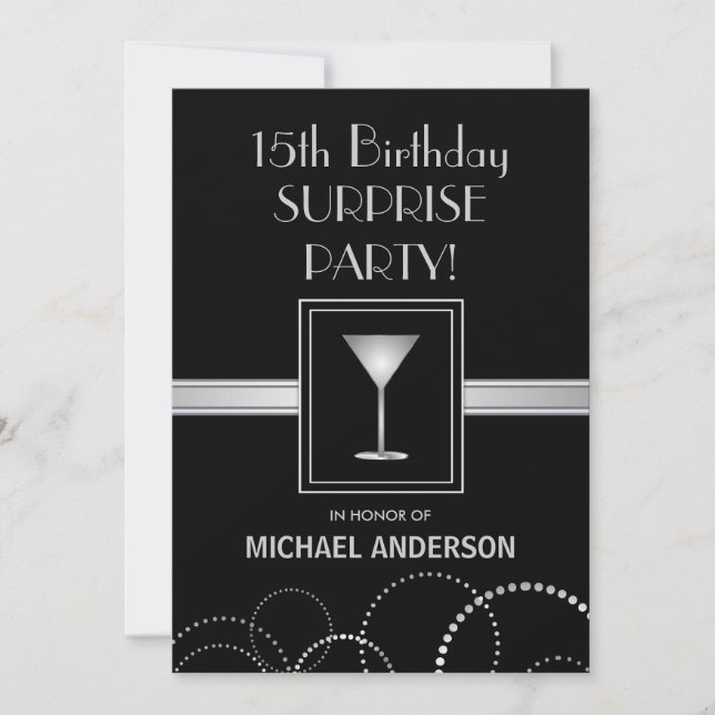 15th Birthday Masculine Party Invitations (Front)