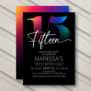 15th Birthday Modern Invitation