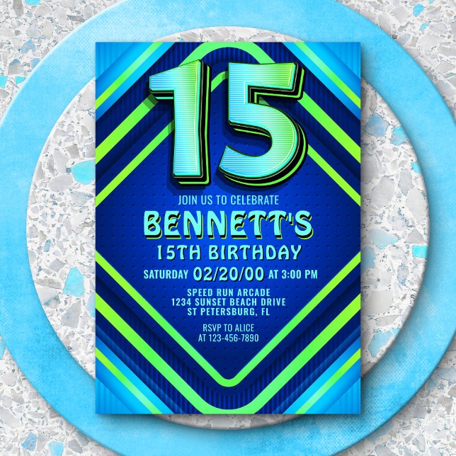 15th Birthday Neon Invitation (Creator Uploaded)