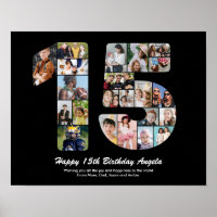 15th Birthday Number 15 Custom Photo Collage