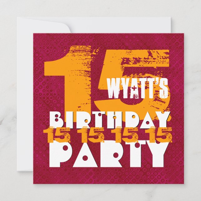 15th Birthday Party 15 Year Old Grunge Z15A Invitation (Front)