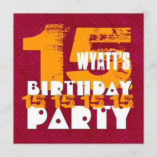 15th Birthday Party 15 Year Old Grunge Z15A Invitation