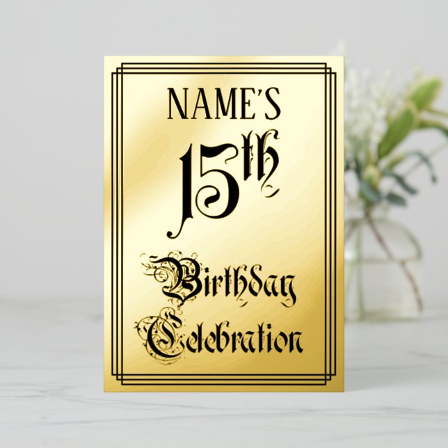 15th Birthday Party — Elegant Script + Custom Name (Standing Front)