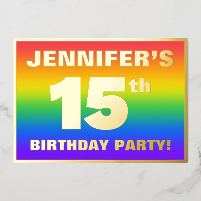 15th Birthday Party: Fun, Colourful Rainbow Patter (Front)