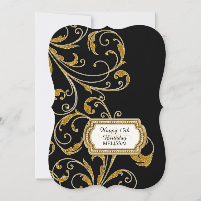 15TH Birthday Party Glam Old Hollywood Regency Invitation (Front)