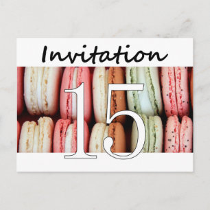 15th Birthday party invitation macaron