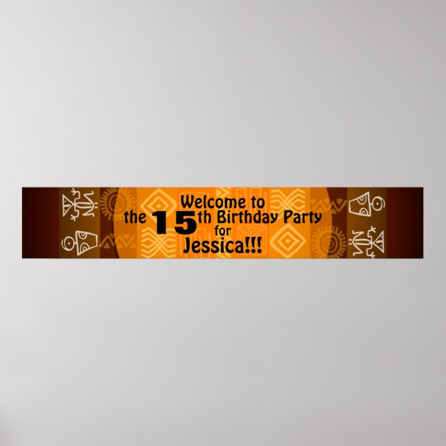 15th Birthday Party Personalised Banner 60x11 Poster (Front)