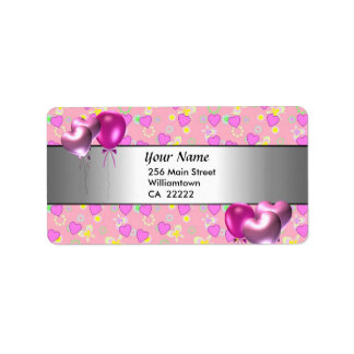 15th Birthday Party Pink Hearts Address Label