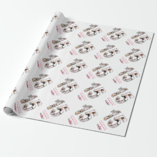 15th Birthday Photo Girl Collage Pink Flower White Wrapping Paper
