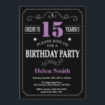 15th Birthday Purple and Black Chalkboard Invitation<br><div class="desc">15th Birthday Invitation Purple and Black Typography. Chalkboard. Black and White Background. Kids Birthday. Male Men or Women Birthday. Kids Boy or Girl Lady Teen Teenage Bday Invite. 13th 15th 16th 18th 20th 21st 30th 40th 50th 60th 70th 80th 90th 100th. Any Age. For further customisation, please click the "Customise...</div>