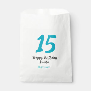 15th birthday quiencenera add date year blue templ favour bag