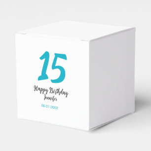 15th birthday quiencenera add date year blue templ favour box