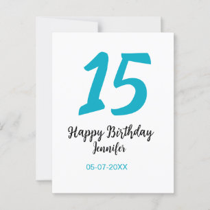 15th birthday quiencenera add date year blue templ postcard