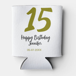 15th birthday quiencenera add date year golden can cooler