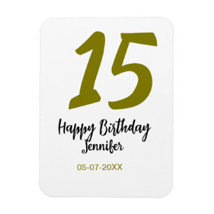 15th birthday quiencenera add date year golden magnet