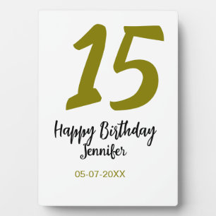 15th birthday quiencenera add date year golden plaque
