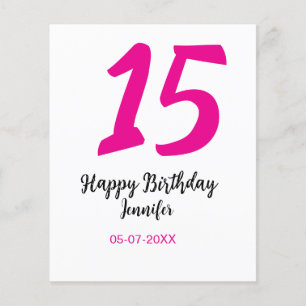 15th birthday quiencenera add date year pink templ