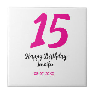15th birthday quiencenera add date year pink templ ceramic tile