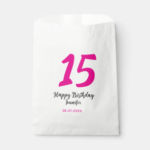15th birthday quiencenera add date year pink templ favour bag