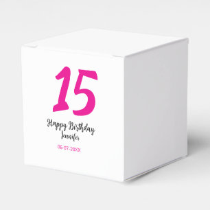 15th birthday quiencenera add date year pink templ favour box
