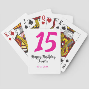 15th birthday quiencenera add date year pink templ playing cards