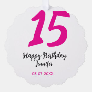 15th birthday quiencenera add date year pink templ tree decoration card