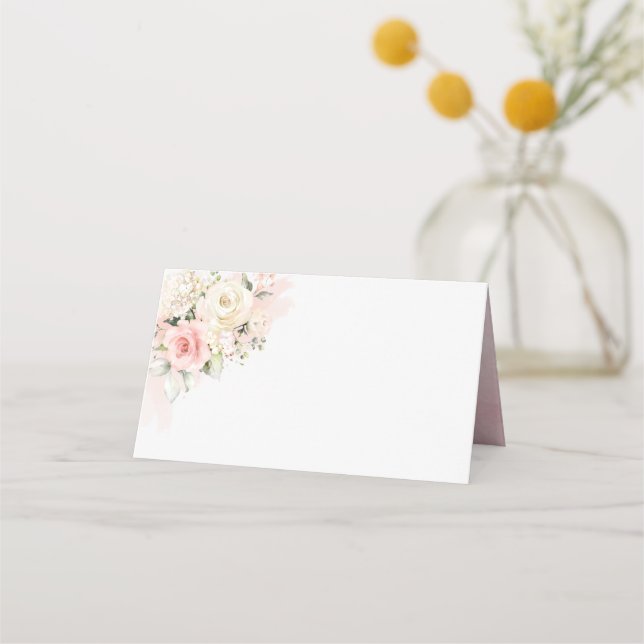 15th Birthday Quinceanera Birthday Party Floral Place Card (Front)