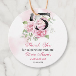 15th Birthday Quinceanera Rustic Floral Favour Tags