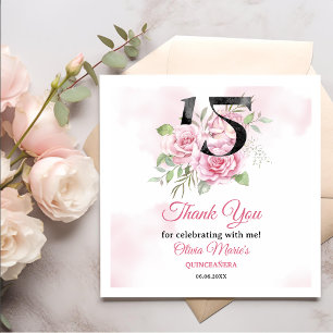 15th Birthday Quinceanera Rustic Floral Napkin