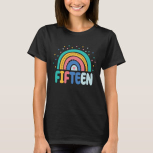 15th Birthday Rainbow Fan 15 Years Old Girls 15 Bd T-Shirt