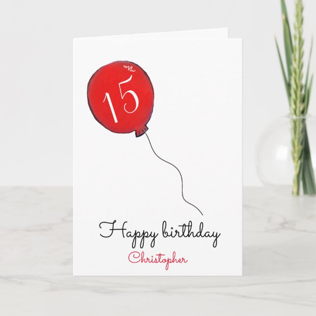 15th Birthday red balloon Card (Front)
