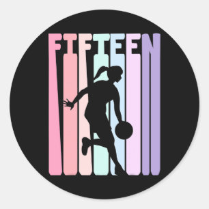 15th Birthday Retro Basketball Player 15 Years Old Classic Round Sticker