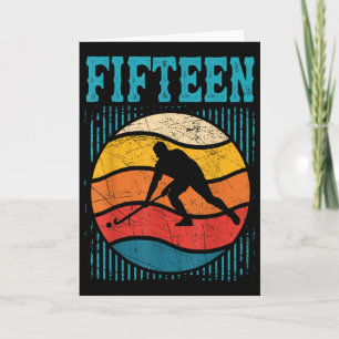 15th Birthday Retro Field Hockey 15 Years Old Boy Card