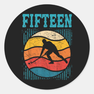 15th Birthday Retro Field Hockey 15 Years Old Boy Classic Round Sticker