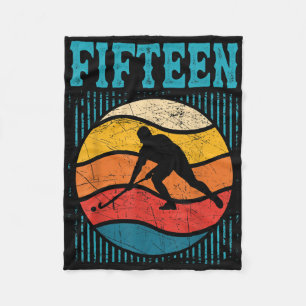 15th Birthday Retro Field Hockey 15 Years Old Boy Fleece Blanket