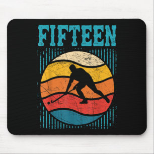15th Birthday Retro Field Hockey 15 Years Old Boy Mouse Pad