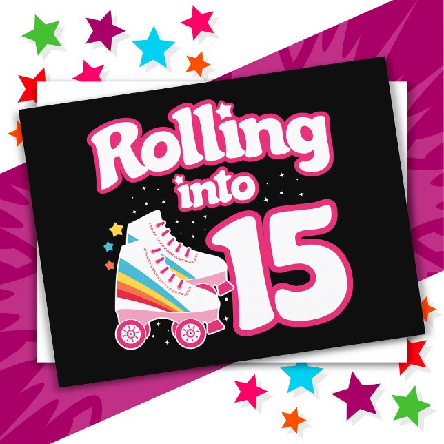 15th Birthday Roller Skating 15 Years Old Skate Postcard (Creator Uploaded)