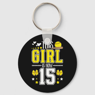 15th Birthday Softll Girl 15 Year Old Softll Playe Key Ring