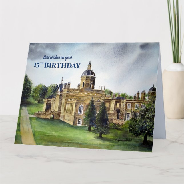 15th Birthday Wishes Castle Howard York Painting Card (Front)