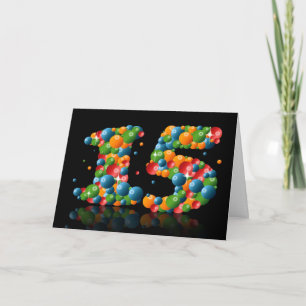 15th birthday with numbers formed from balls card