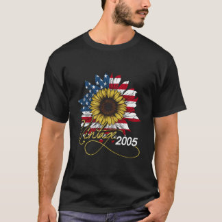 15Th Born In 2005 American Flag T-Shirt