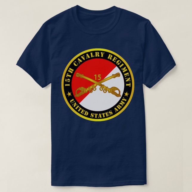 15th Cavalry Regiment  w Cav Branch T-Shirt (Design Front)