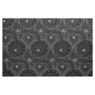 15th-Century Floral - Black and Grey Fabric